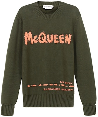 Alexander McQueen FW21 Logo Crewneck Knit Sweater Hijau Tentera. 626454Q1WZL3355 Order Alexander McQueen FW21 Logo Crewneck Knit Sweater Hijau Tentera. 626454Q1WZL3355