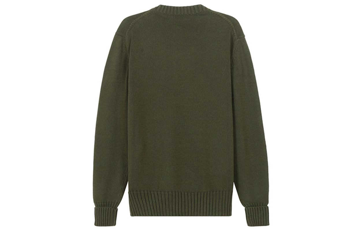 Lookbook Alexander McQueen FW21 Logo Crewneck Knit Sweater Hijau Tentera. 626454Q1WZL3355