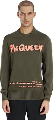 Alexander McQueen FW21 Logo Crewneck Knit Sweater Hijau Tentera. 626454Q1WZL3355 Purchase Alexander McQueen FW21 Logo Crewneck Knit Sweater Hijau Tentera. 626454Q1WZL3355