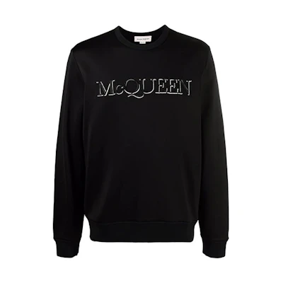 Alexander McQueen FW21 Logo Embroidered Crewneck Pullover Sweatshirt Black Men’s 662587-QRZ74-0901