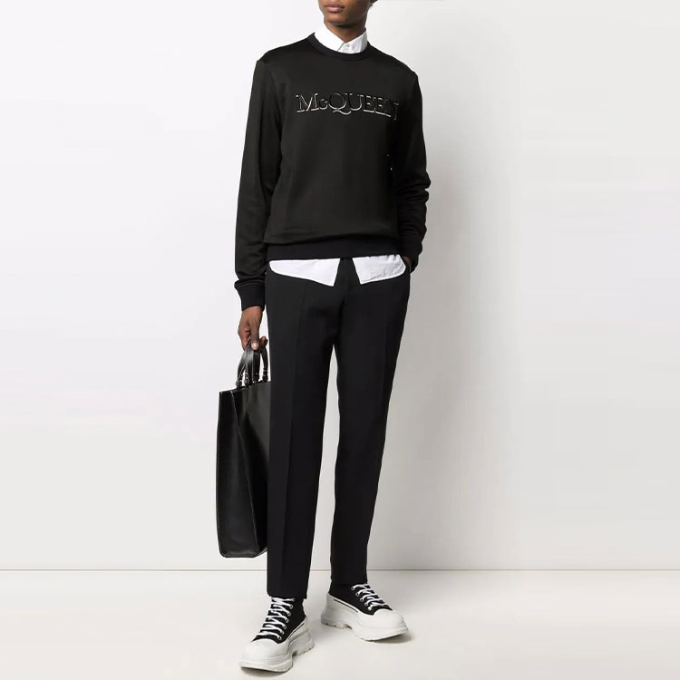 Lookbook 亞歷山大·麥昆 FW21 刺繡標誌 男款黑色圓領長袖衛衣 662587-QRZ74-0901