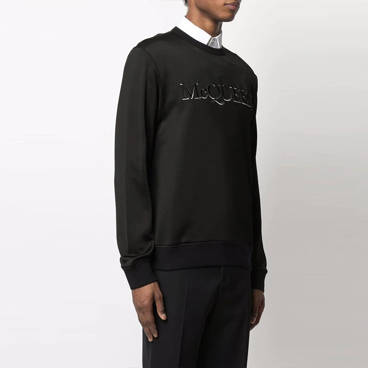 Purchase 亞歷山大·麥昆 FW21 刺繡標誌 男款黑色圓領長袖衛衣 662587-QRZ74-0901