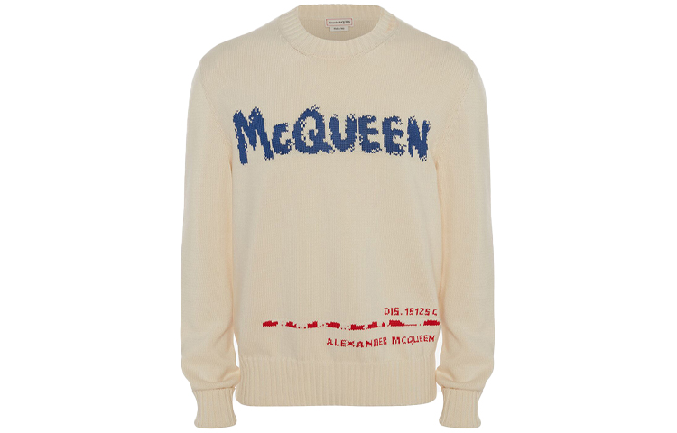 Alexander McQueen FW21 Logo Graffiti Pullover Sweatshirt Men’s Off-White 626454-Q1XDG-9077