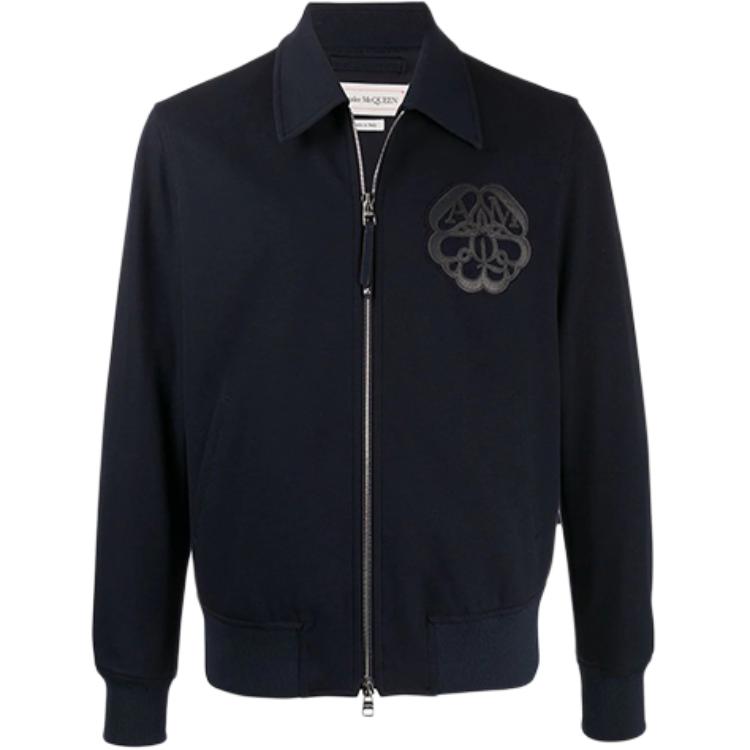 Alexander McQueen FW21 Logo Patch Zip-Up Jacket Blue 615626QPR504-100