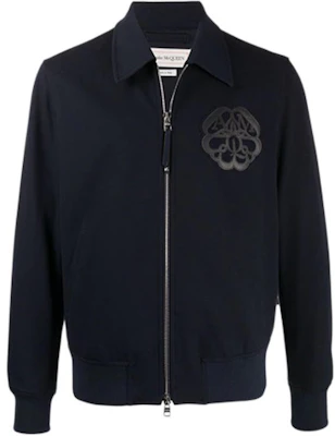 Alexander McQueen FW21 Logo Patch Zip-Up Jacket Blue 615626QPR504-100 Buy Alexander McQueen FW21 Logo Patch Zip-Up Jacket Blue 615626QPR504-100