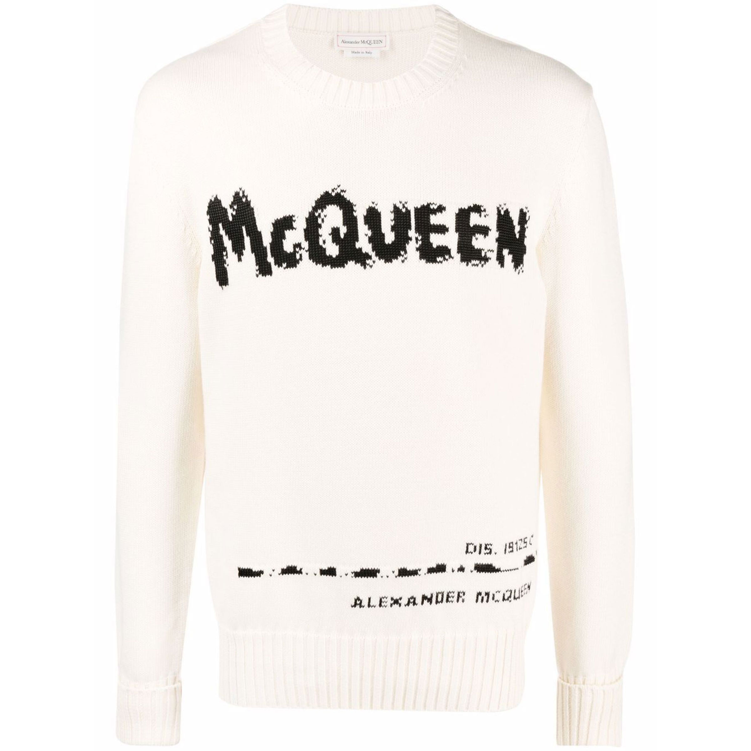 Alexander McQueen FW21 Logo Print Crewneck Sweater White 626454-Q1WZL-9227