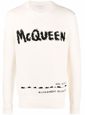 알렉산더 맥퀸 FW21 로고 프린트 크루넥 스웨터 화이트 626454-Q1WZL-9227 Order 알렉산더 맥퀸 FW21 로고 프린트 크루넥 스웨터 화이트 626454-Q1WZL-9227