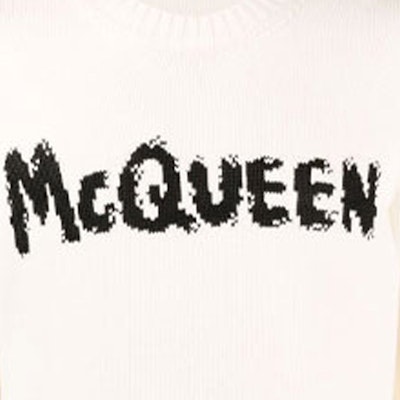 알렉산더 맥퀸 FW21 로고 프린트 크루넥 스웨터 화이트 626454-Q1WZL-9227 Details for 알렉산더 맥퀸 FW21 로고 프린트 크루넥 스웨터 화이트 626454-Q1WZL-9227