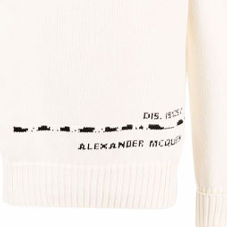Sizing 알렉산더 맥퀸 FW21 로고 프린트 크루넥 스웨터 화이트 626454-Q1WZL-9227