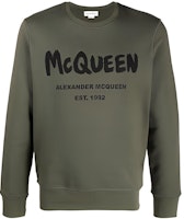 Alexander McQueen FW21 Logo Print Crewneck Sweatshirt Green Mens. 688713-QSZ81-0904 Alexander McQueen FW21 Logo Print Crewneck Sweatshirt Green Mens. 688713-QSZ81-0904