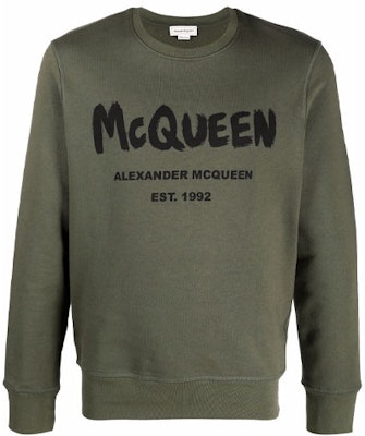 알렉산더 맥퀸 FW21 로고 프린트 그린 맨즈 크루넥 스웻셔츠. 688713-QSZ81-0904 Order 알렉산더 맥퀸 FW21 로고 프린트 그린 맨즈 크루넥 스웻셔츠. 688713-QSZ81-0904