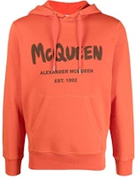 Alexander McQueen FW21 Logo Print Orange Hoodie for Men. 665401-QRZ71-0909 Alexander McQueen FW21 Logo Print Orange Hoodie for Men. 665401-QRZ71-0909