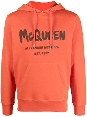 Alexander McQueen FW21 Logo Print Hoodie Oren untuk Lelaki. 665401-QRZ71-0909 Order Alexander McQueen FW21 Logo Print Hoodie Oren untuk Lelaki. 665401-QRZ71-0909