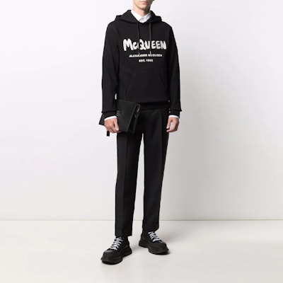 Alexander McQueen FW21 Logo印花黑色連帽衫 665401-QRZ71-0901 Details for Alexander McQueen FW21 Logo印花黑色連帽衫 665401-QRZ71-0901