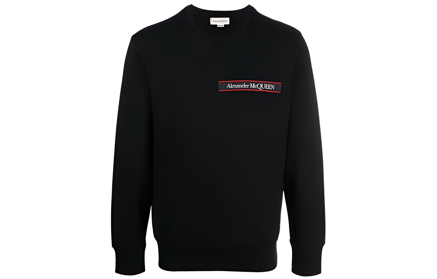 Alexander McQueen FW21 Logo Tape Pullover Sweatshirt Black 642663-QRX7-5901