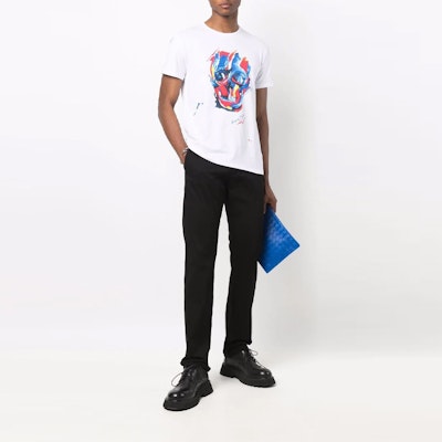 Alexander McQueen Kaos Pendek Slim Fit Putih Pola FW21 Pria 666612-QRZ91-0900 Lookbook Alexander McQueen Kaos Pendek Slim Fit Putih Pola FW21 Pria 666612-QRZ91-0900