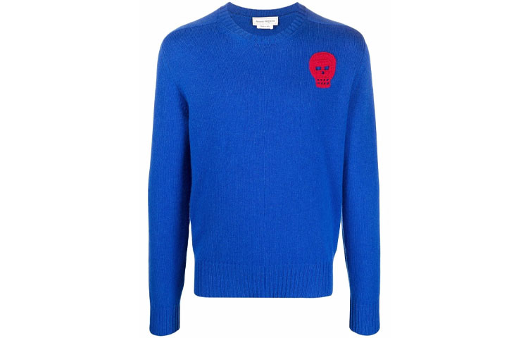 Order 亞歷山大·麥昆 FW21 骷髏鉤織針織毛衣 藍色 668955-Q1XBS-4201