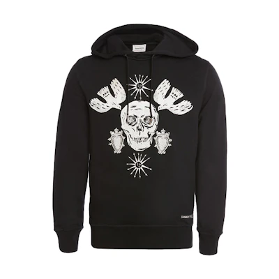 Alexander McQueen FW21 Skull Embroidered Drawstring Hoodie Black Pullover 666638-QRX43-1000