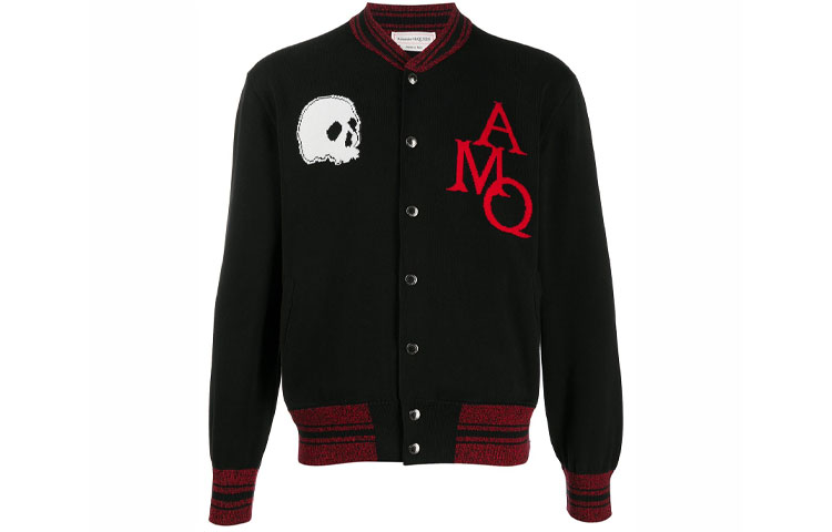 Alexander McQueen FW21 Skull Embroidered Pilot Jacket Black 603255-Q1WYH-1064