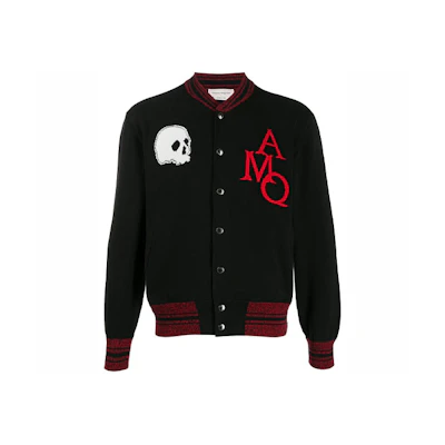 Alexander McQueen FW21 Skull Embroidered Pilot Jacket Black 603255-Q1WYH-1064