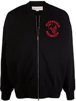 Alexander McQueen FW21 Skull Letter Print Black Bomber Jacket Men 664954-QRZ2A-0901 Alexander McQueen FW21 Skull Letter Print Black Bomber Jacket Men 664954-QRZ2A-0901