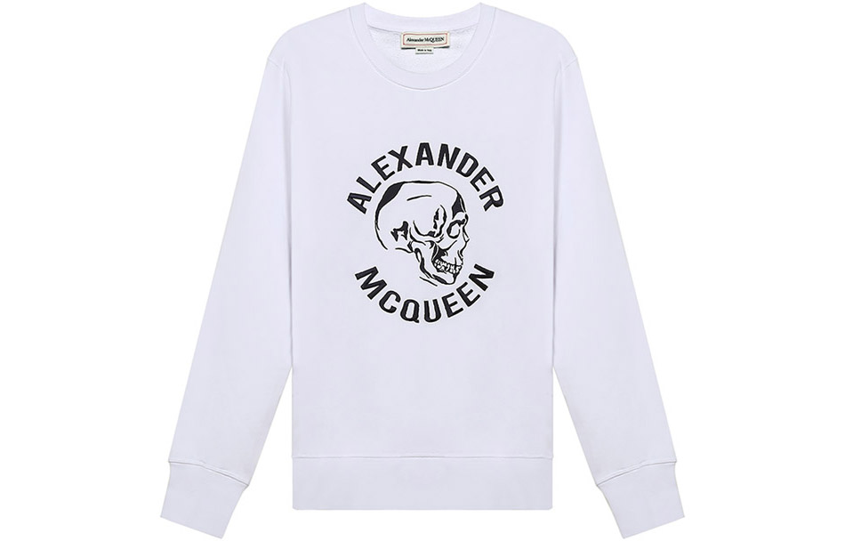 Order Alexander McQueen FW21 骷髏刺繡白色圓領衛衣 男款 662584-QRX43-0910