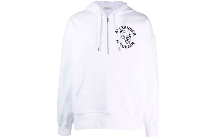 Alexander McQueen FW21 Skull Print Hoodie White 662023-QRZ2A-0900