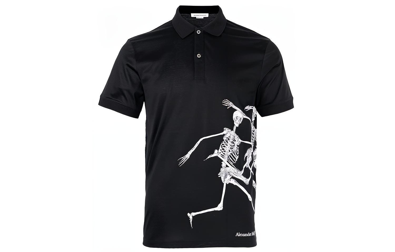 Alexander McQueen FW21 Skull Print Short Sleeve Polo Shirt Black 662555-QRZ80-0901