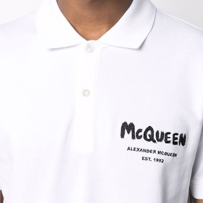 亚历山大·麦昆 FW21 白色印字短袖POLO衫 662551-QRX33-9000 Details for 亚历山大·麦昆 FW21 白色印字短袖POLO衫 662551-QRX33-9000