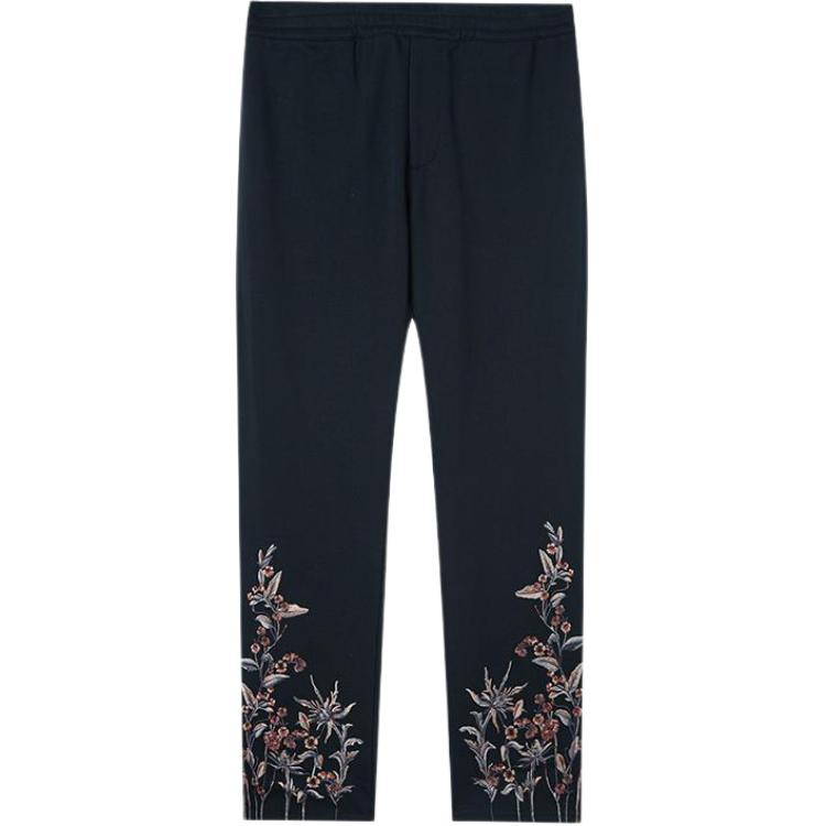 Alexander McQueen FW22  Black Floral Embroidered Knit Track Pants. 463988-DJX43-1000