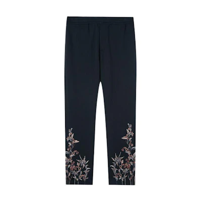 Alexander McQueen FW22 Black Floral Embroidered Knit Track Pants. 463988-DJX43-1000