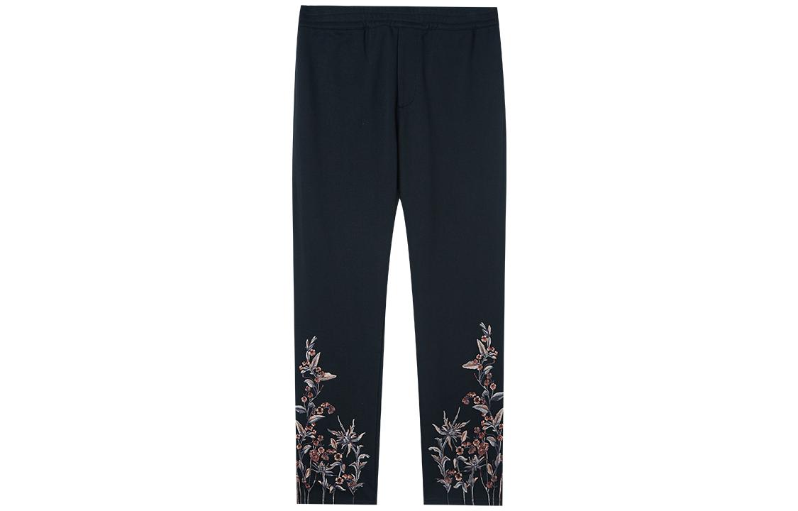Order 알렉산더 맥퀸 FW22 블랙 플로럴 자수 니트 트랙 팬츠. 463988-DJX43-1000