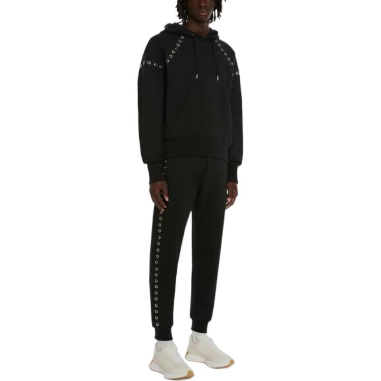 Purchase Alexander McQueen FW22 Hoodie Hitam dengan Rincian Metal Eyelet. 727302-QUX63-1000