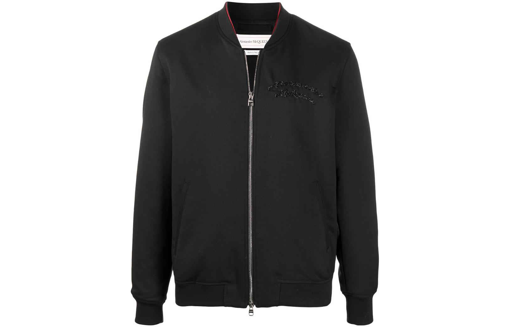 Alexander McQueen FW22  Black Logo Embroidered Zip Jacket 599313QQU021000