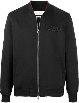 Alexander McQueen FW22 Black Logo Embroidered Zip Jacket 599313QQU021000 Buy Alexander McQueen FW22 Black Logo Embroidered Zip Jacket 599313QQU021000