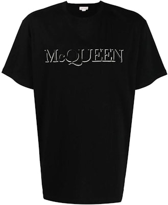 Alexander McQueen Baju-T Hitam Logo Cetak Lengan Pendek FW22 649876-QTZ56-0901 Order Alexander McQueen Baju-T Hitam Logo Cetak Lengan Pendek FW22 649876-QTZ56-0901