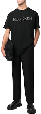 Alexander McQueen Baju-T Hitam Logo Cetak Lengan Pendek FW22 649876-QTZ56-0901 Lookbook Alexander McQueen Baju-T Hitam Logo Cetak Lengan Pendek FW22 649876-QTZ56-0901