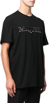 Alexander McQueen Baju-T Hitam Logo Cetak Lengan Pendek FW22 649876-QTZ56-0901 Shop Alexander McQueen Baju-T Hitam Logo Cetak Lengan Pendek FW22 649876-QTZ56-0901