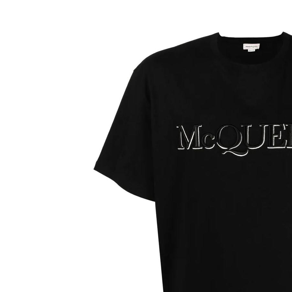 Details for Alexander McQueen Baju-T Hitam Logo Cetak Lengan Pendek FW22 649876-QTZ56-0901