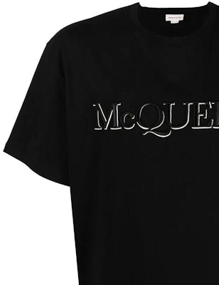 Alexander McQueen Baju-T Hitam Logo Cetak Lengan Pendek FW22 649876-QTZ56-0901 Details for Alexander McQueen Baju-T Hitam Logo Cetak Lengan Pendek FW22 649876-QTZ56-0901