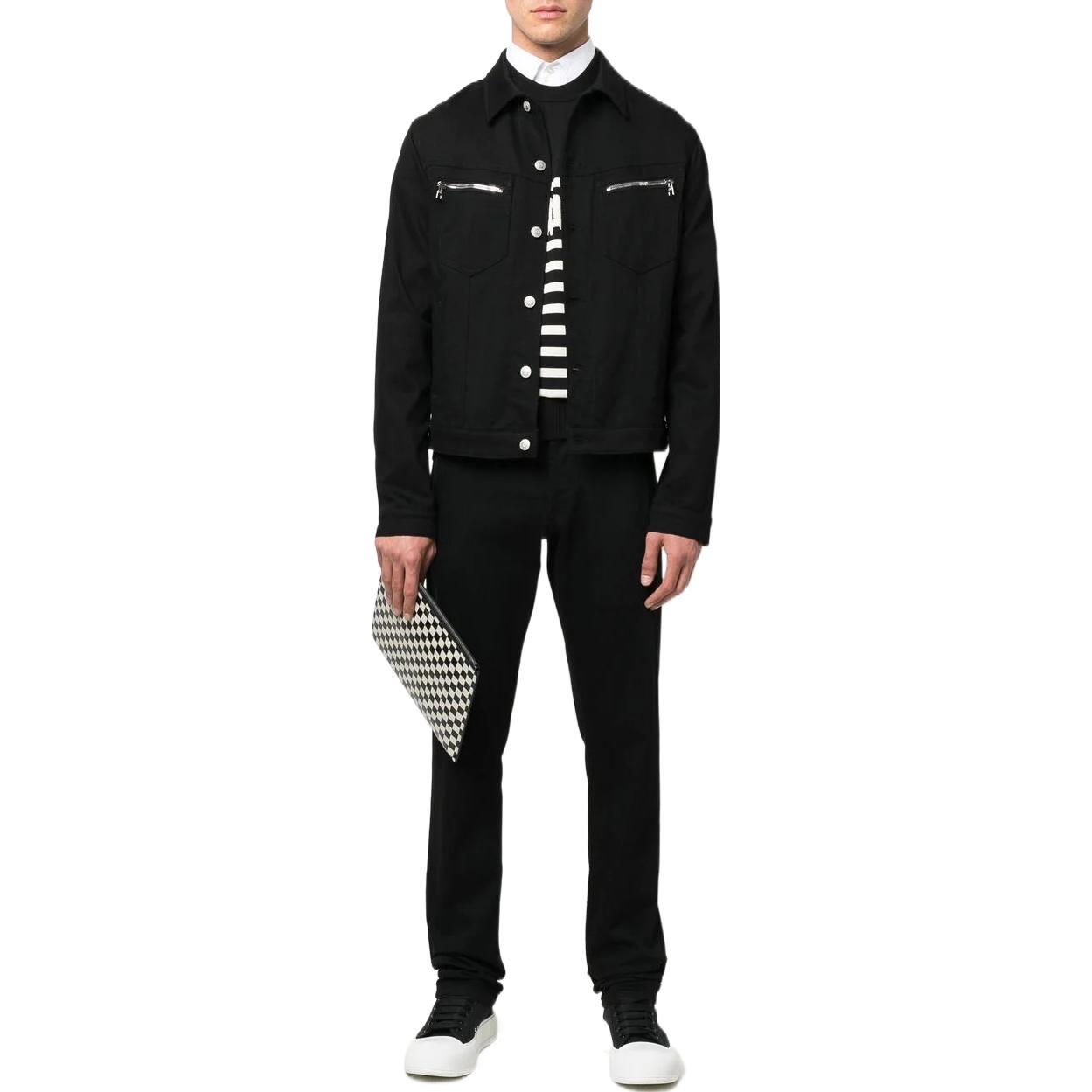 Shop Alexander McQueen FW22 黑色低腰修身直筒牛仔褲 705174-QTY49-1000