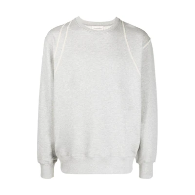 Alexander McQueen FW22 Light Grey Stitch Detailed Crewneck Sweatshirt 701762QTX431401