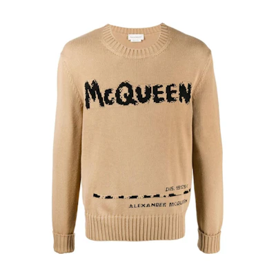 Alexander McQueen FW22 Logo Jacquard Pullover Sweater Brown. 626454-Q1WZL-2074