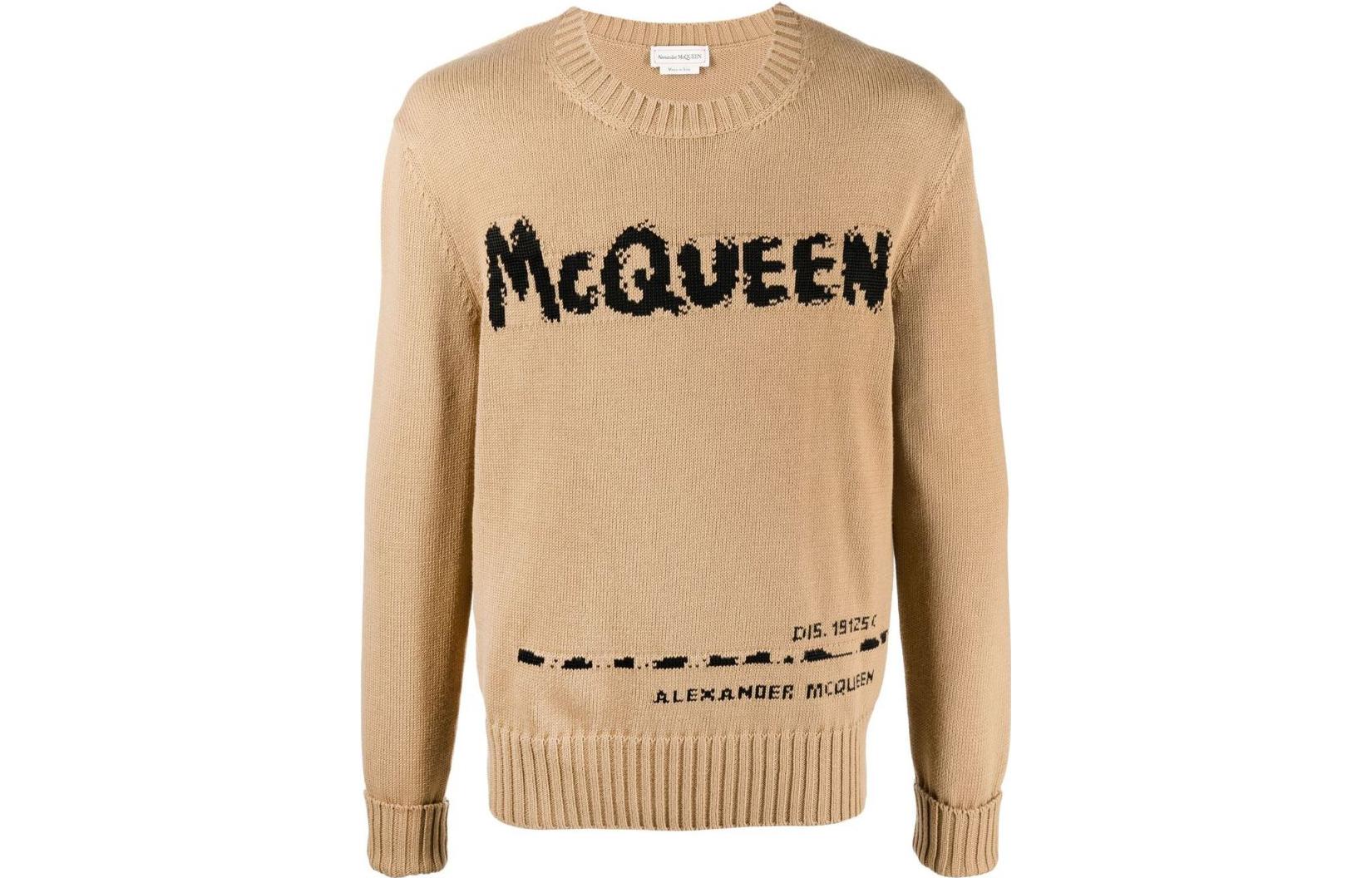 Order Alexander McQueen FW22 Logo 提花套頭毛衣棕色款式 626454-Q1WZL-2074