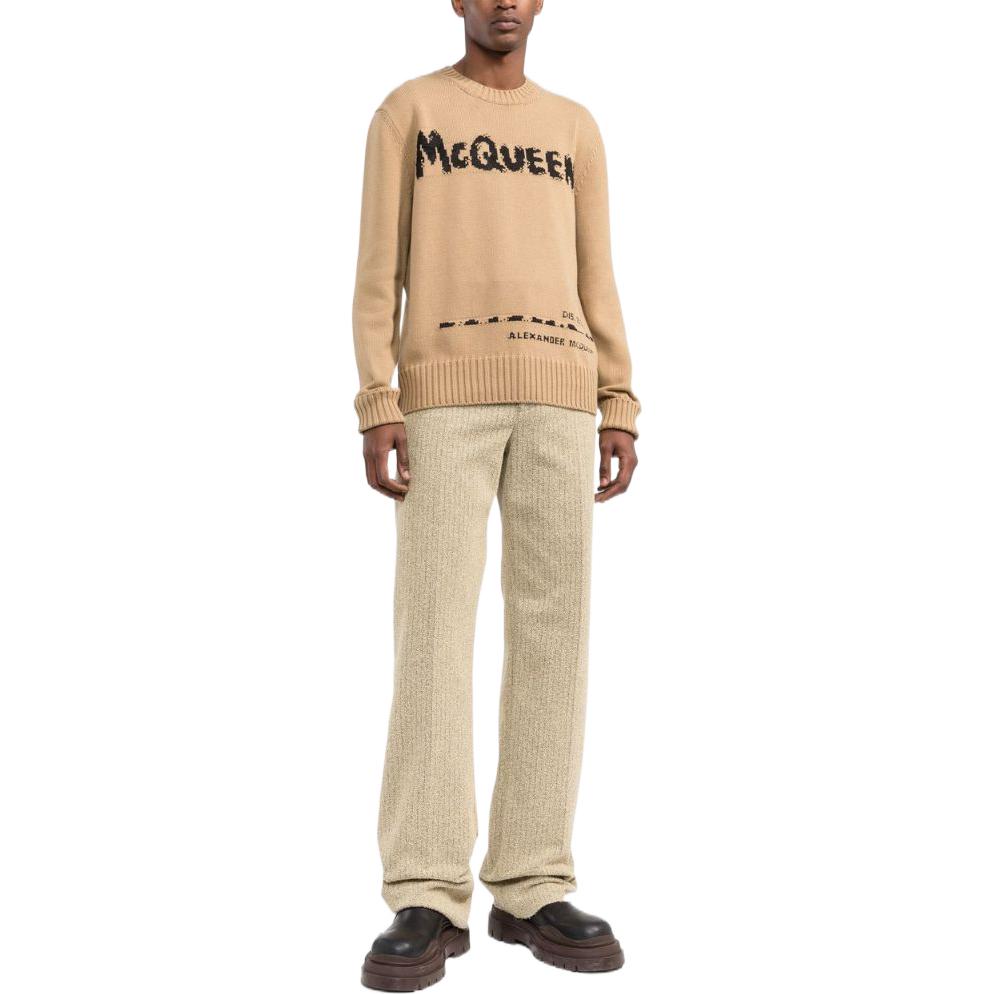 Lookbook Alexander McQueen FW22 Logo 提花套頭毛衣棕色款式 626454-Q1WZL-2074