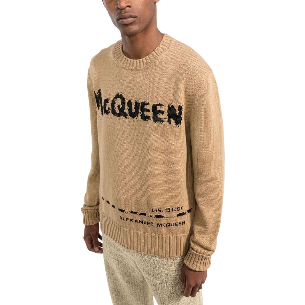 Purchase Alexander McQueen FW22 Logo 提花套頭毛衣棕色款式 626454-Q1WZL-2074