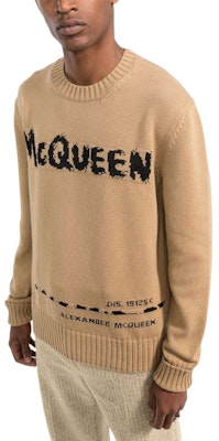 Alexander McQueen FW22 Logo 提花套頭毛衣棕色款式 626454-Q1WZL-2074 Purchase Alexander McQueen FW22 Logo 提花套頭毛衣棕色款式 626454-Q1WZL-2074