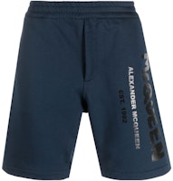 Alexander McQueen FW22 Logo Print Elastic Waist Shorts Light Blue 688717-QTZ81-0903 Alexander McQueen FW22 Logo Print Elastic Waist Shorts Light Blue 688717-QTZ81-0903