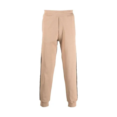 Alexander McQueen FW22 Logo Trim Elastic Knit Joggers in Camel Brown 705012-QTX75-0906