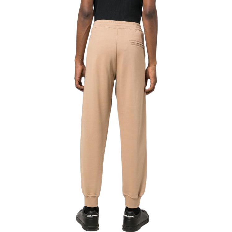 Shop 알렉산더 맥퀸 FW22 로고 트림 엘라스틱 니트 조거 팬츠 카멜 브라운 705012-QTX75-0906